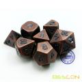 Bescon Antique Copper Solid Metal Polyhedral D&D Dice Set of 7 Old Copper Metal RPG Role Playing Game Dice 7pcs Set