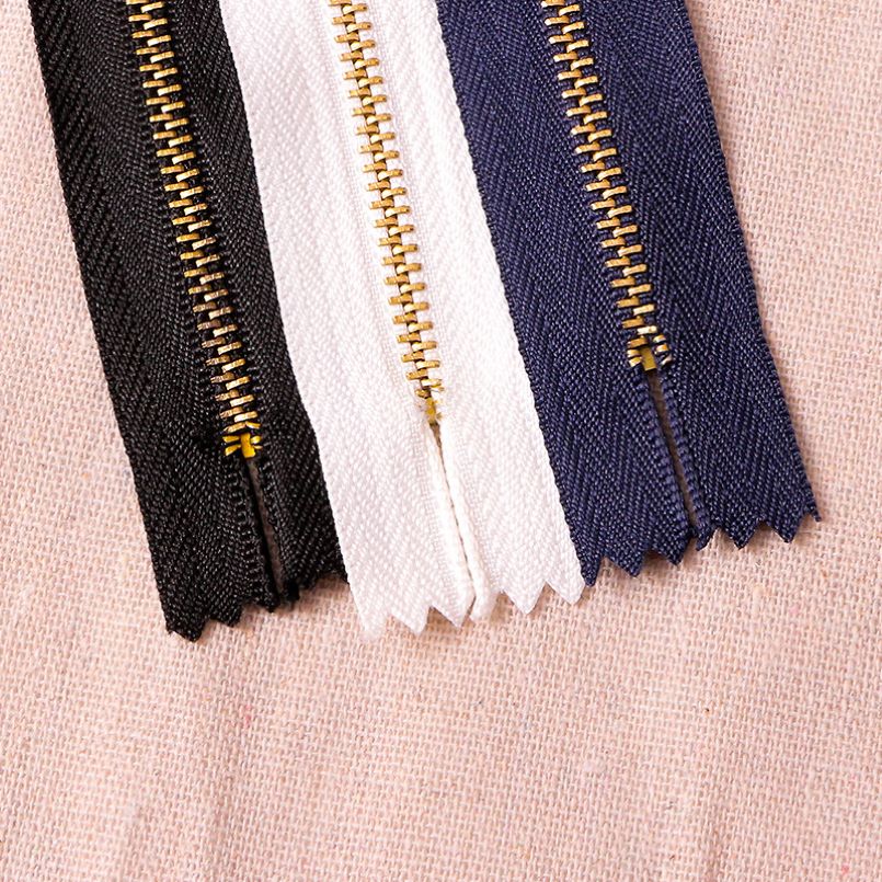 Golden brass zippers for bags