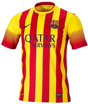 2013 Spain Barcelona Away Striped Soccer Jersey , Soccer uniform Thainland Quality
