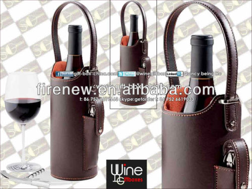 Leather wine travel case for only 1 bottle