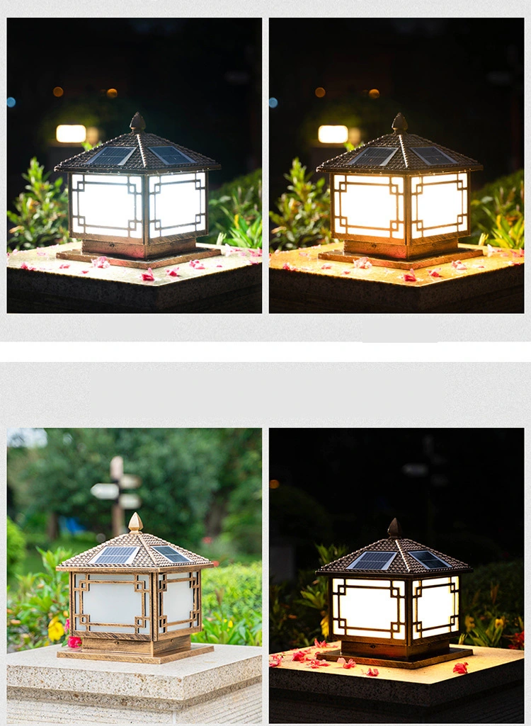 Retro Villa Garden Landscape Door Post Lamp Solar Light