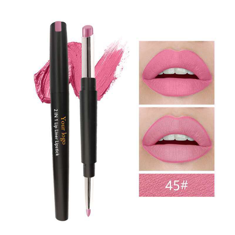 12 color Double ended lipstick lip liner Matte lip stick 2 in 1 multifunctional lipstick pvc waterproof Lip stick pen