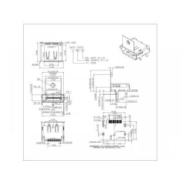 Display poort SMT met M3 -schroefgat, been 2,0 mm