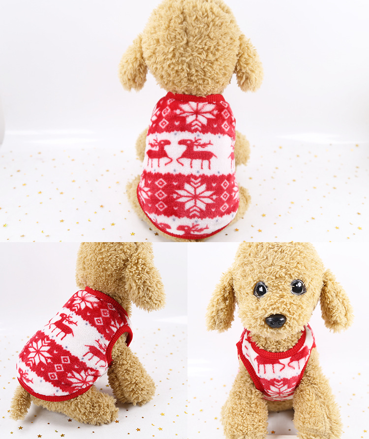 Hot Selling Cartoon Flannel To Keep Warm Teacup Dogs Small Milk Dogs Cats Teddy Clothes Vest Pet Products