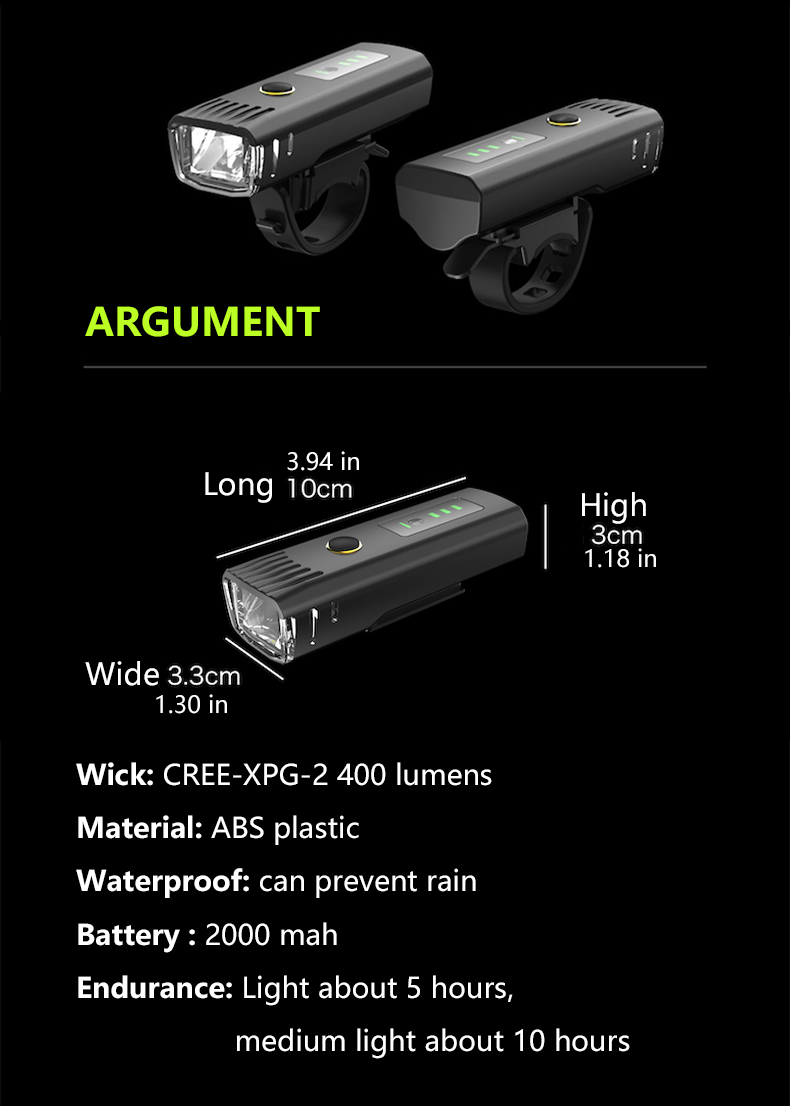 2023 Vente à chaud Type-C RECHARGable Bike Light Set Bicycle Head and Tail Light Rechargeable Bicycle Safety Light