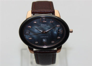 Elegant Sapphire Glass 3 Atm Waterproof Black Ceramic Watches For Ladies