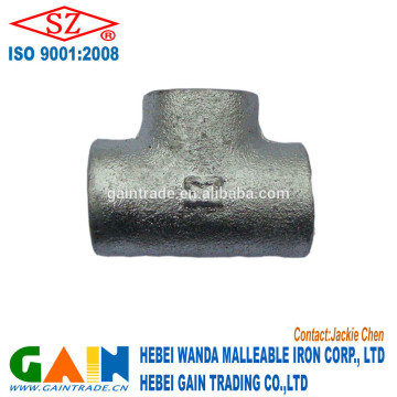 Hot galvanized mallealbe iron/cast iron pipe fitting plain tee