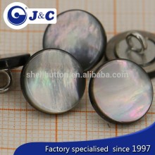 Nature black pearl shell button with metal parts