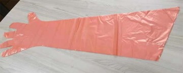 Veterinary gloves with inclined cutting