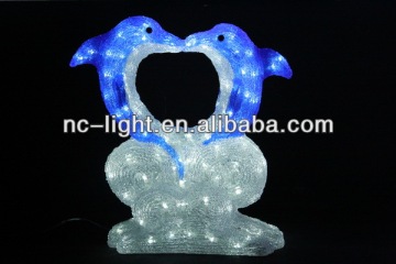 holiday time 3D LED christmas acrylic dolphin motif light