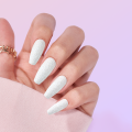 3D white long coffin full cover faux nails