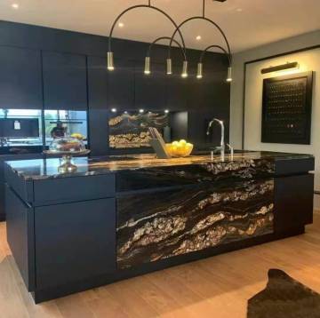 Luxury Custom Kitchen Marble Cabinets with Multifunctional Countertops and Wash Basin Sinks