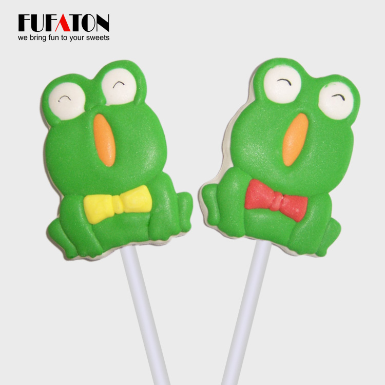 Funny Cartoon animal frog shape marshmallow lollipop candy