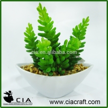 Mini Artificial White Pottery Potted Succulent for Office Table Decor