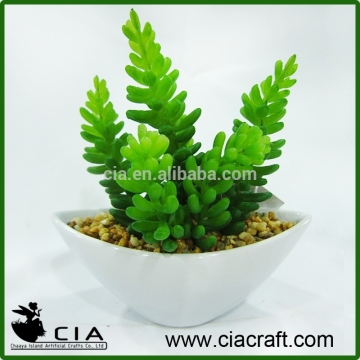 Mini Artificial White Pottery Potted Succulent for Office Table Decor