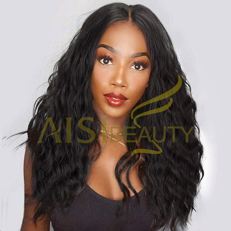 Aisi Beauty Wholesale Vendor 13x4 Long Wavy Natural Black Wig Afro Kinky Curly Synthetic Hair For Black Women Lace Front Wig