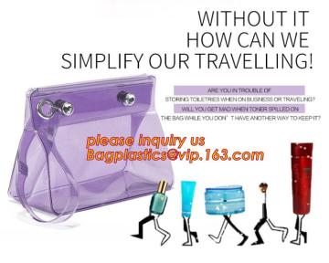 Waterproof Plastic Zipper Clear PVC Cosmetic bag, Promotional Zipper Clear EVA PVC Cosmetic Bag Pouch, Travel Bag