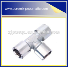 Equal female tee brass pipe fitting ,pneumatic pipe fitting for nylon tubes