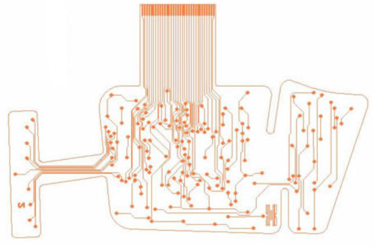 a maratandó réz második rétege - kétrétegű rugalmas PCB the second layer of copper to be etched - double layer flexible PCB