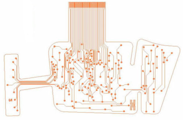 the second layer of copper to be etched - double layer flexible PCB