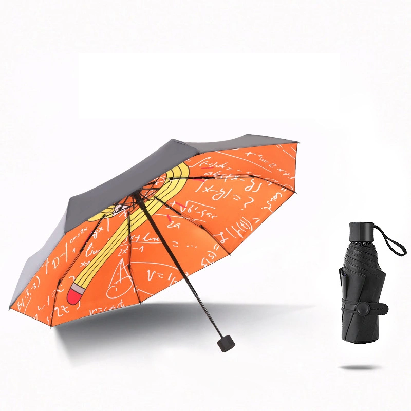 Black UV Pencil Pattern Outdoor Travel Umbrella with Custom Printed