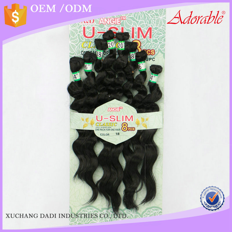 Adorable cheap premium fiber U-SLIM 8pcs hair weaves,popular natural hair synthetic hair extensions for black women