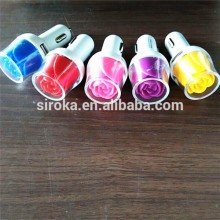 Hot rose customized car charger with rose led for iphone 6 samsung