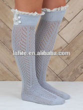 2015 new fashion hot sale compression fancy knee high lace boot socks