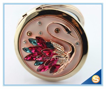 Shinny Gifts Crystal Goose Design Folding Make up Mirror Souvenir Compact Mirror