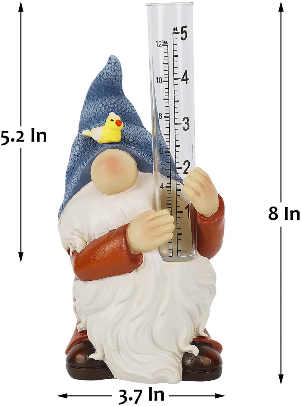 Nhựa Gnome Garden Tượng với máy đo mưa bằng nhựa