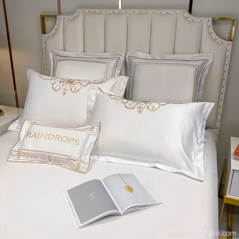 Bordado de bordado de hotel Pearl White Bedding para todas las estaciones