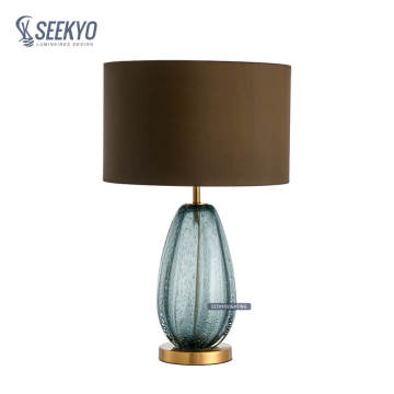 Green Glass Table Lamp Bubble ash Blue glass lamp Base Table lamp Supplier