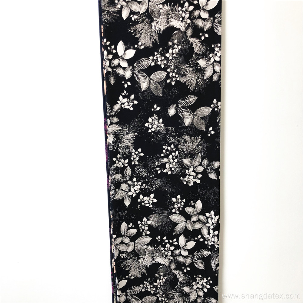 Popular Nice Leaf Design Black Discharge Rayon Printing