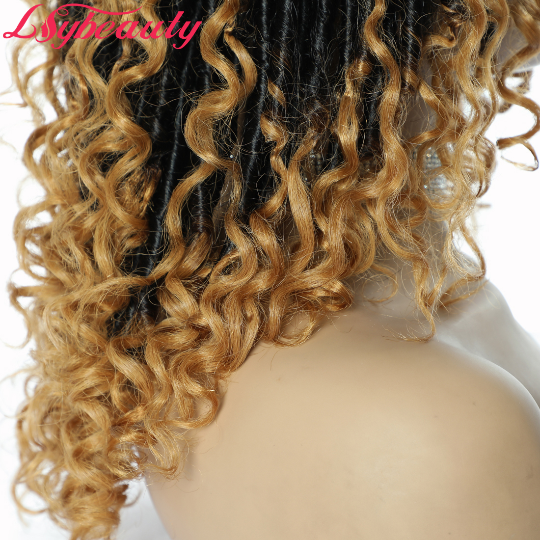 Crochet Braiding Blonde Goddess Faux Locs Human Hair Wigs, Twist Braiding Dread Locks Pre Made Human Hair Wig for Black Women