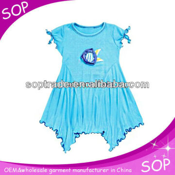 New arrival fashion design small girls puffy dresses blue dress for girl 4 years