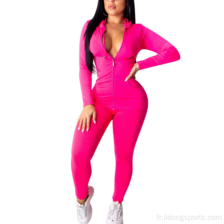 Vêtements en deux pièces Sweat à capuche Tracksuit Costume de jogging Femmes