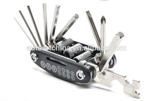 Hot sale metal 15 in 1 multifunction mountain road bicycle hand repair tool kit multi bike repair tool kit