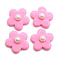 Ciondoli in resina di fiori di cinque petali di perle colorate Resina di fiori flatback per bambini Accessori per gusci in gomma con cordino in gomma