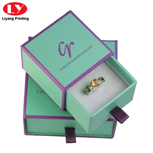 Green Beautiful Ring Paper Gift Box Drawer