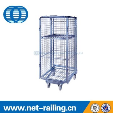 Nestable 4 sides wire mesh rolltainer