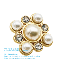 Pearl metal flower buttons add a luxurious touch to coats