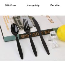 Disposable PS Fork Spoon Knife Plastic Cutlery in Set PP Napkin Utensiles White Black Transparent Clear