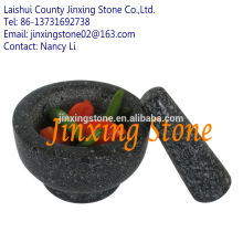 Polished Granite Mortar&Pestle Black Stone Bowl