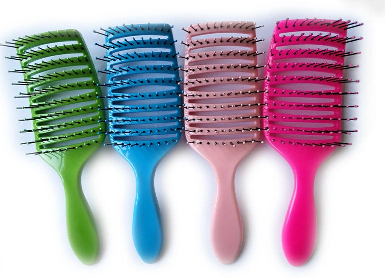 Curved Vent Detangle Hair Comb in Nylon Bristle