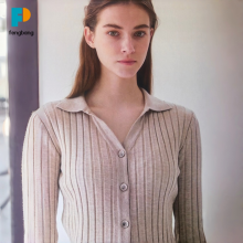 Single-Button Beige Plaid Knit Cardigan Slim Fit