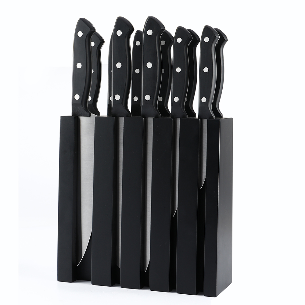 12 PCS KITCEHN KNIFE CU BLOC DE LEMNE DE FAG