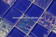 iridescence blue color glass mosaic tile for bathroom wall cladding