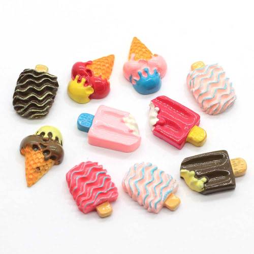 Kawaii Popsicle résine Flatback Cabochon perles Simulation doux cône été nourriture artisanat fait à la main épingle à cheveux faisant accessoire