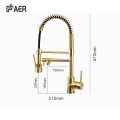 Brushed Gold Kitchen Faucet with Pull Down Sprayer