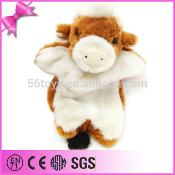super soft plush ox hand puppet China factory making hand puppet